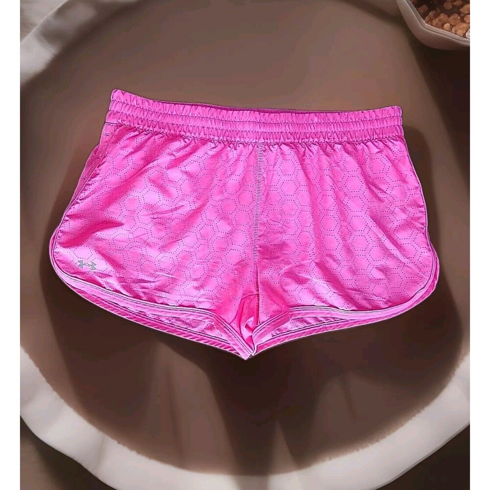 Under Armour Women's Running Hot Pink Laser Dotted Lined Athletic Shorts Sz M